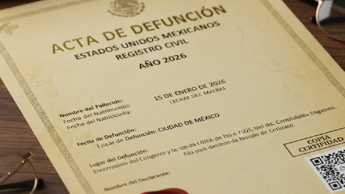 Acta de defunción ficticia generada con IA de Gemini.