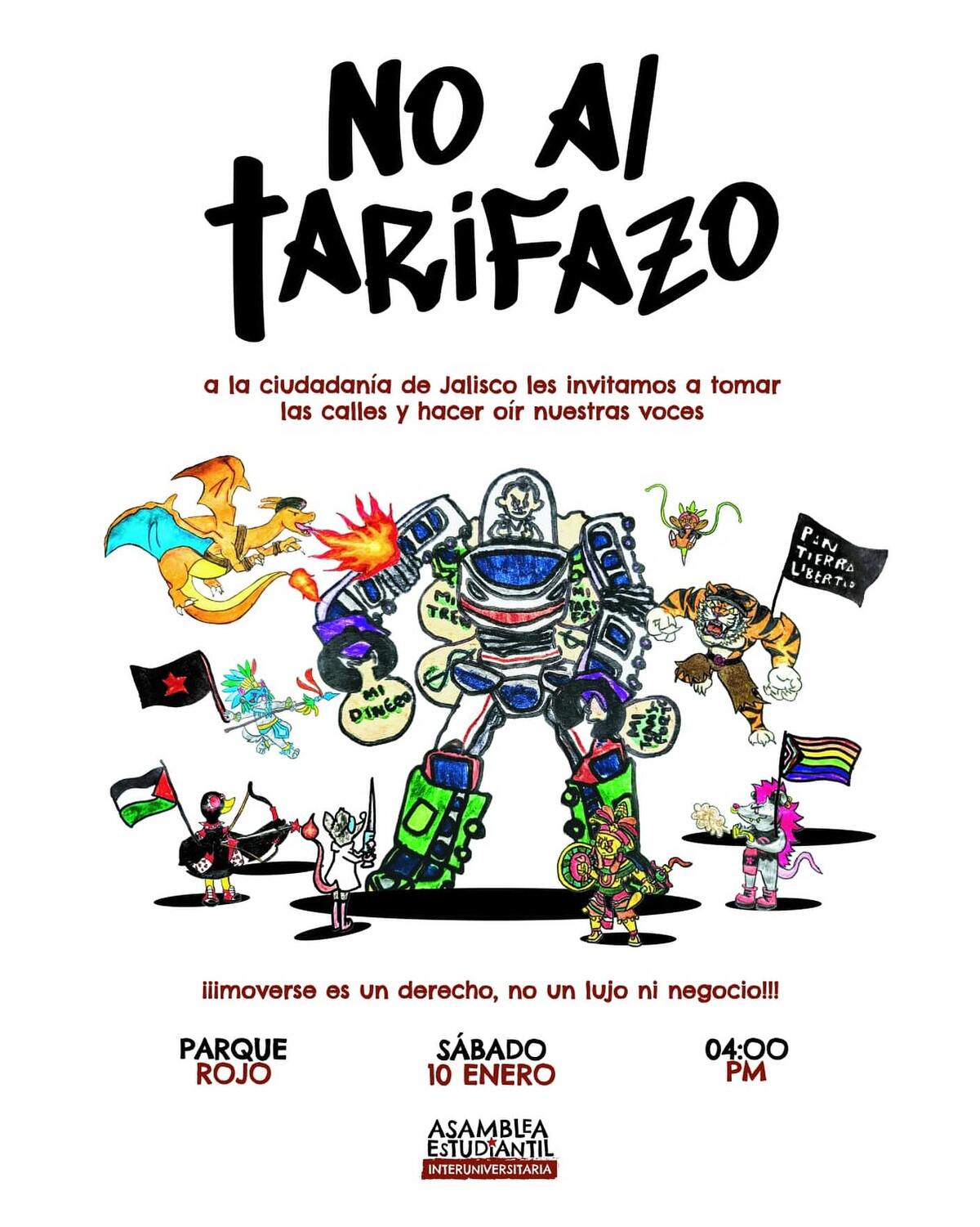 Cartel convocatoria marcha por tarifazo
