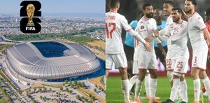 La selección nacional de Túnez celebrando un gol en la Copa Africana de Naciones.