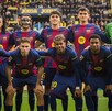 Equipo del FC Barcelona durante el juego contra el Villarreal.