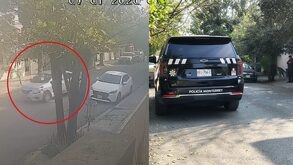 Auto atropellando a mujer en Monterrey.
