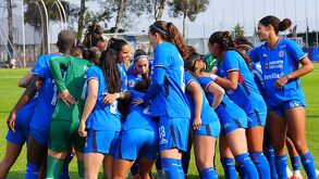 Jugadoras de Cruz Azul Femenil previo a jugar ante Chivas en Liga MX.
