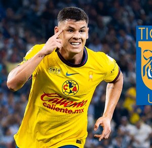 Richard Sánchez celebrando el gol del campeonato con América en el Apertura 2024.