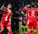 Luis Díaz y León Goretzka celebrando los goles del Bayern Múnich en la Bundesliga.