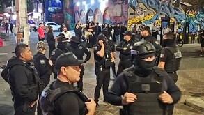 Diversos elementos de la Policía de Jalisco miembros del grupo antimotines durante marcha conta el tarifazo en Guadalajara
