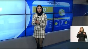 Fany Ramírez presentando el clima.