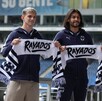 Luca Orellano y Daniel Aceves en su presentación oficial con Rayados.