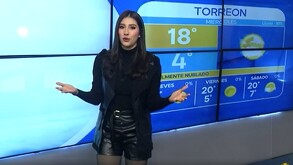 Fany Ramírez dando el pronóstico del clima.