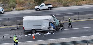 Camión chocado en autopista Monterrey-Saltillo