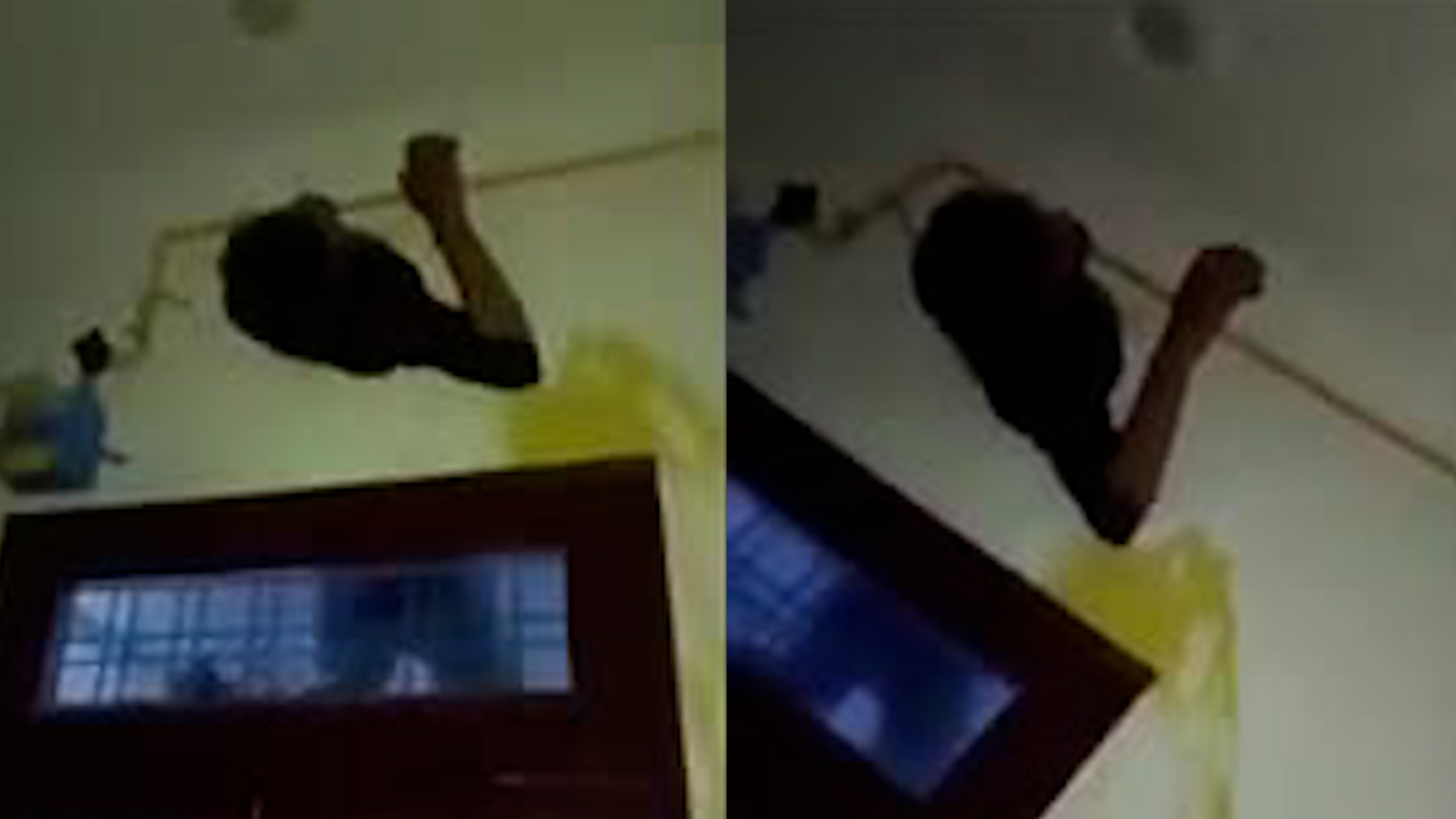 Un presunto ladrón quedó atorado en el hueco de un extractor de cocina en Kota; el insólito momento se volvió viral en redes.