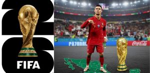 Cristiano Ronaldo en el mapa de México con ropa de Portugal