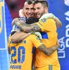 Nahuel Guzmán, André-Pierre Gignac y Javier Aquino celebrando el campeonato de 2023 ante Chivas.