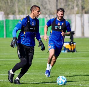 Nahuel Guzmán entrenando con Tigres en el CET previo al partido de la jornada 1 ante Atlético San Luis en el Clausura 2026.