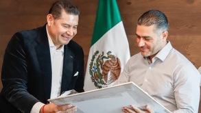 El gobernador Alejandro Armenta con el secretario de Seguridad y Protección Ciudadana, Omar García Harfuch.