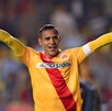 Aldo Leao celebrando un gol con la camiseta del Morelia.