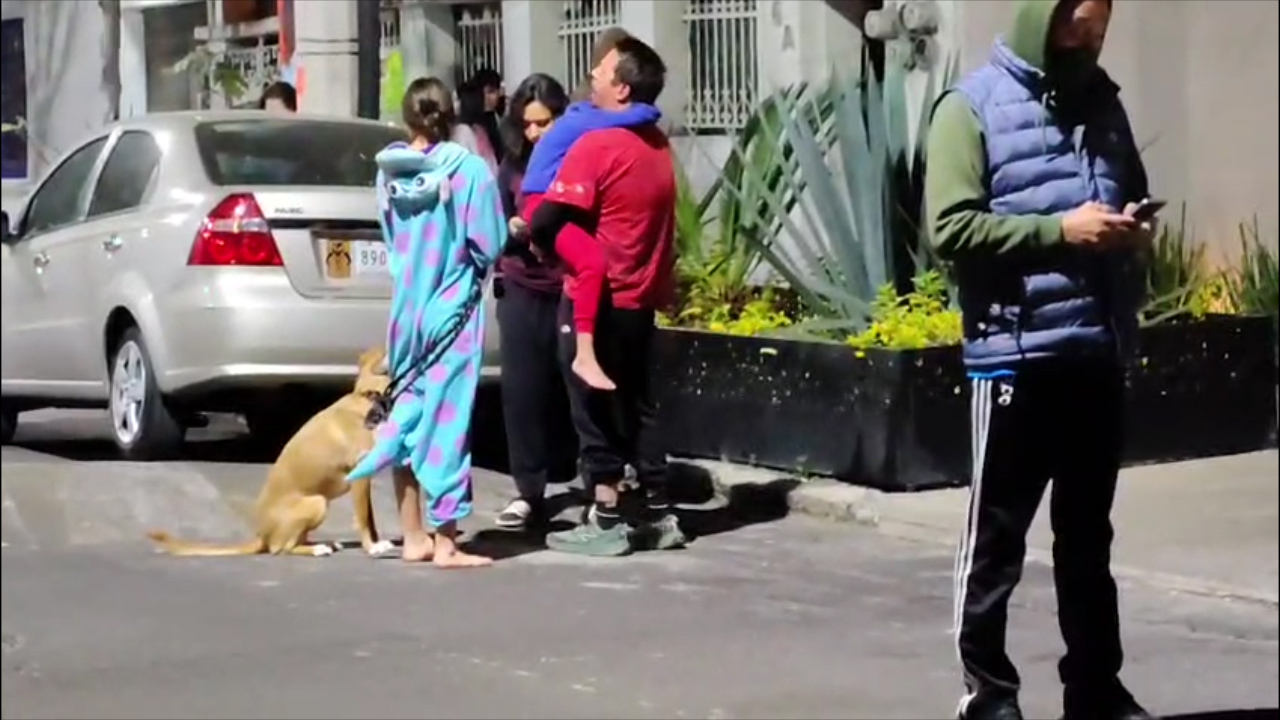 Con pijamas y pantuflas, capitalinos salieron de sus casas esta madrugada tras la activación de la alerta sísmica.