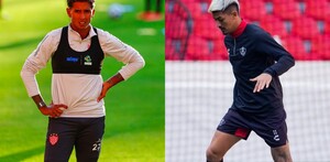 Agustín Almendra, nuevo jugador del Necaxa para el Clausura 2026 y Diego González, mediocampista de Atlas regularmente titular en el equipo.