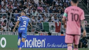 Germán Berterame durante el partido de Concachampions donde Rayados enfrentó y derrotó al Inter de Miami.