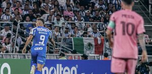 Germán Berterame durante el partido de Concachampions donde Rayados enfrentó y derrotó al Inter de Miami.