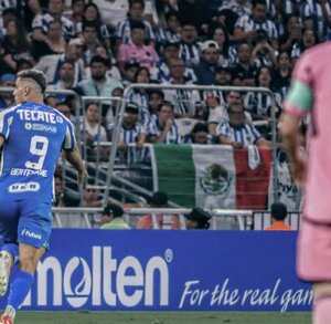 Germán Berterame durante el partido de Concachampions donde Rayados enfrentó y derrotó al Inter de Miami.