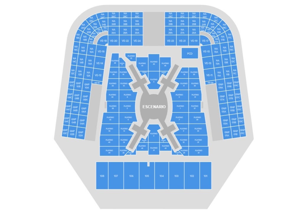 Mapa estadio GNP para BTS en México 2026 Ticketmaster