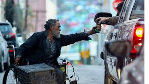 Indigente en el centro de monterrey