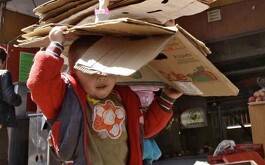 Menor trabajando cargando madera