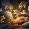 mujer soñando con gatos de distintos colores