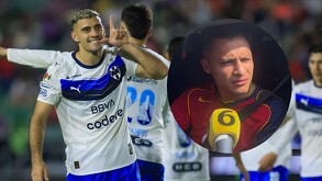 Germán Berterame celebrando un gol con Rayados ante Mazatlán.