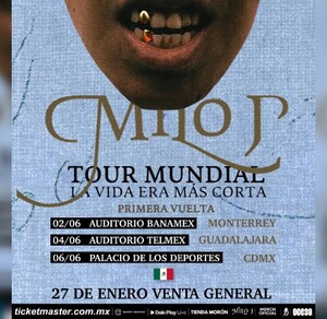 Imagen de fechas de conciertos de Milo J en México.