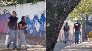 Pareja cargando a sus dos mellizos y tanques de oxígeno en CdMx