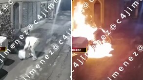 Hombre incendiando motocicletas en La Magdalena Contreras