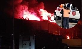 Imagen del incendio y luto de compañeros bomberos.