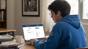 Joven haciendo su registro para la licenciatura de la UNAM en 2026.