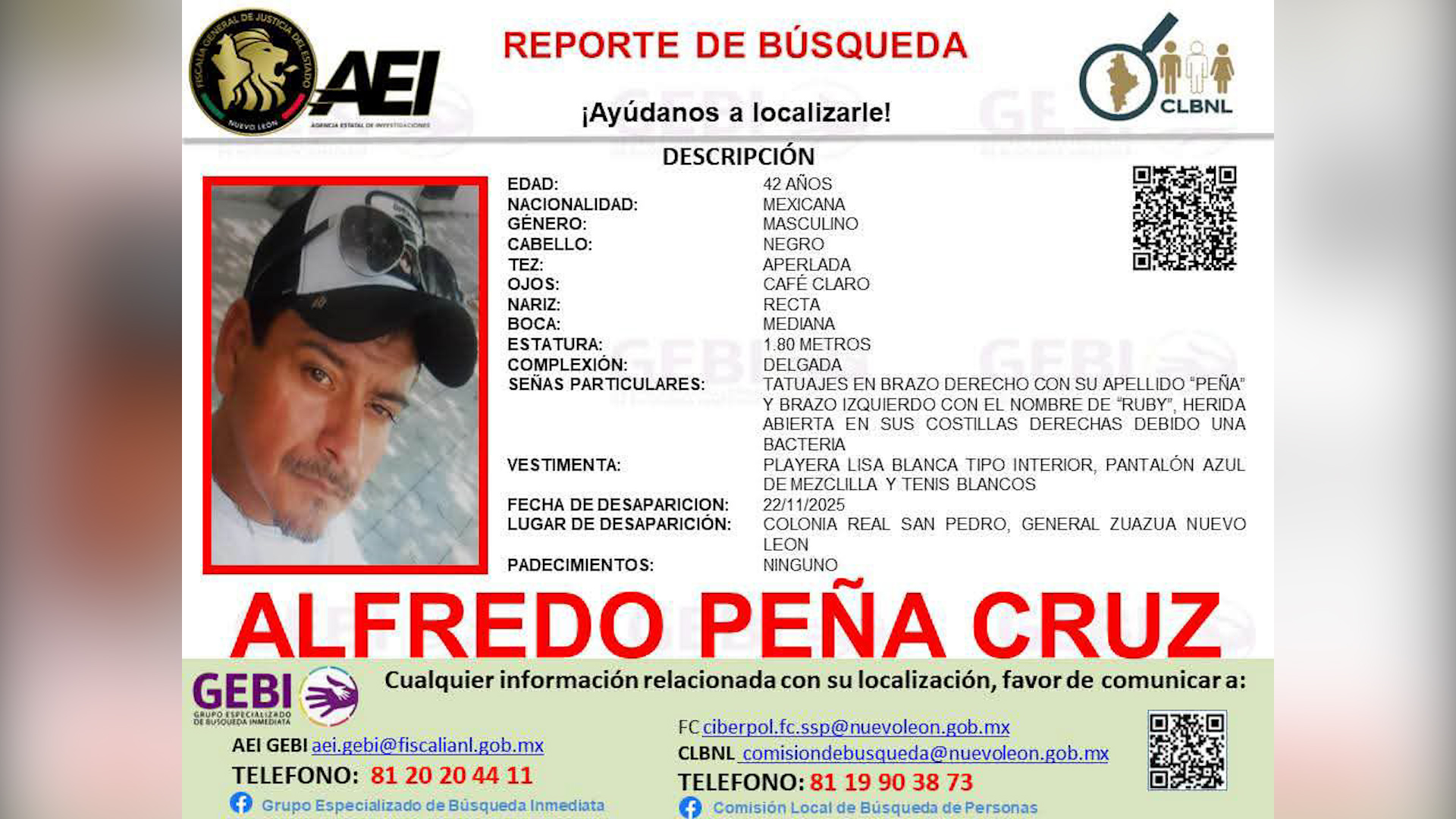 La familia del masculino pide ayuda para poder localizarle. Autoridades no han ayudado a su búsqueda.