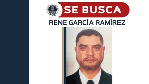 Ficha de búsqueda de la Fiscalía de Michoacán con la foto del hombre identificado como René García viendo de frente