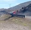 Accidentecarretera monterrey-saltillo deja tráiler quemado