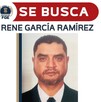 Ficha de búsqueda de la Fiscalía de Michoacán con la foto del hombre identificado como René García viendo de frente
