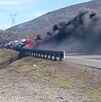 Accidentecarretera monterrey-saltillo deja tráiler quemado