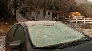 Hielo en Santiago, Nuevo León.
