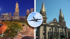 Una vista panorámica de gran angular desde las gradas superiores del Gillette Stadium, mostrando el campo de fútbol vacío y las pantallas gigantes.