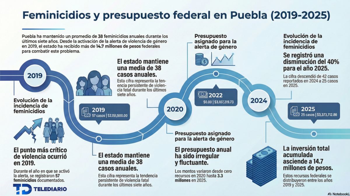 infografía sobre etadísticas de violencia de género en puebla