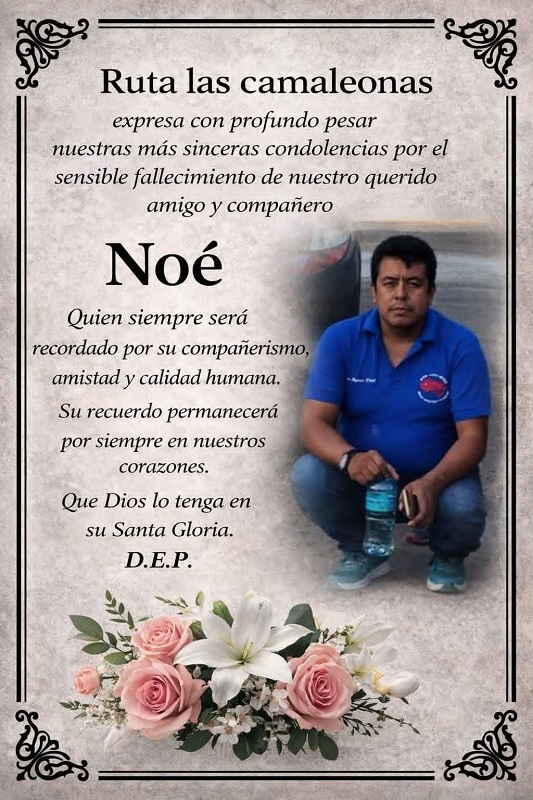 Esquela de despedida para Noé, el chofer de transporte público asesinado en Tehuacán.