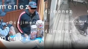 Una cámara de seguridad captó el momento en el que unos sujetos se llevaron varias frituras de una tienda en Acolman.