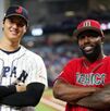 Shohei Ohtani y Randy Arozarena haciendo la clásica pose del cubano-mexicano durante el Clásico Mundial 2023.