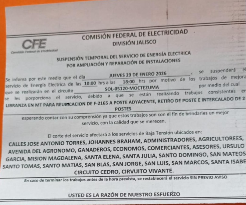 Varias colonias de Zapopan se vena afectadas por cortes de luz de CFE