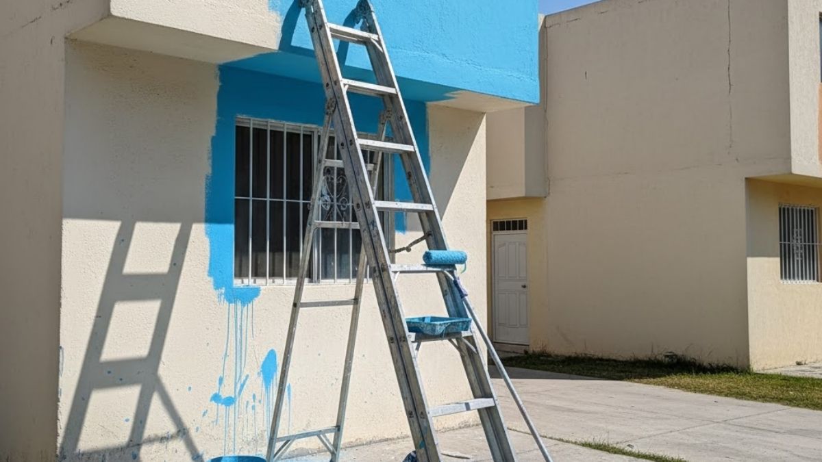 La escalera tras las labores de pintura en la casa