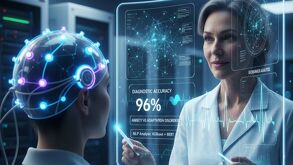 Imagen creada con IA de Gemini sobre la inteligencia artificial y la salud mental.