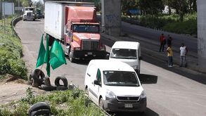 Aspecto de un bloqueo en la Autopista México-Puebla.