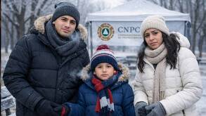 Una familia atiende las recomendaciones de la CNPC por el Frente Frío 32 en México durante el fin de semana de bajas temperaturas